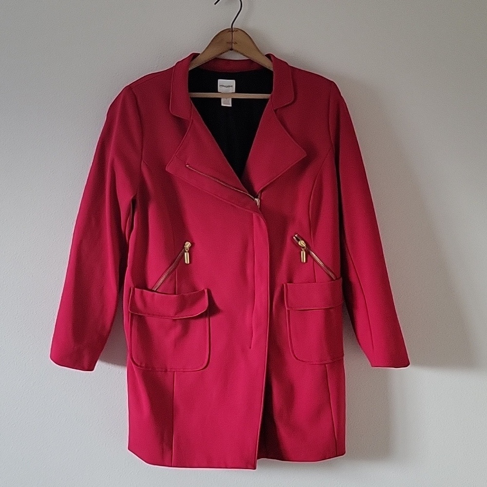 Chico's Red Sleek‎ Ponte Jacket Size Medium - Picture 6 of 12